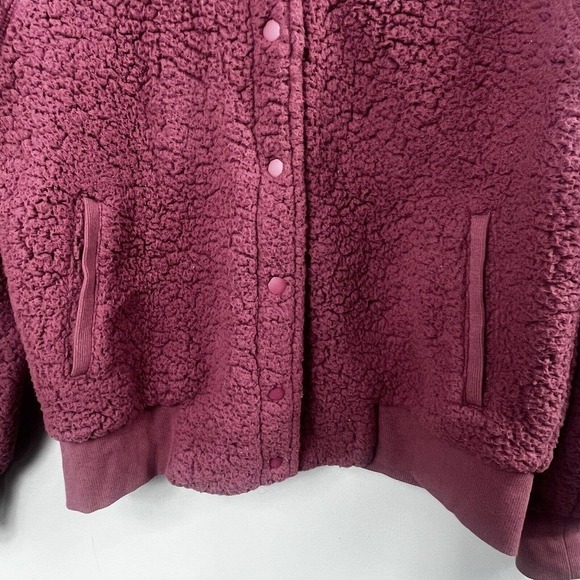 Zella Mauve Pink Teddy Bear Sherpa Jacket Size L Snap Button - Picture 4 of 13